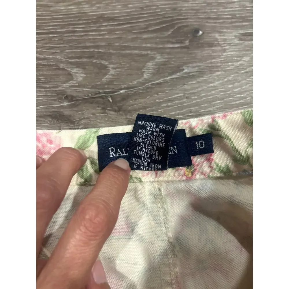 Vintage Ralph Lauren Girls Size 10 Floral Pants Cotton Pastel Wildflower Kidcore